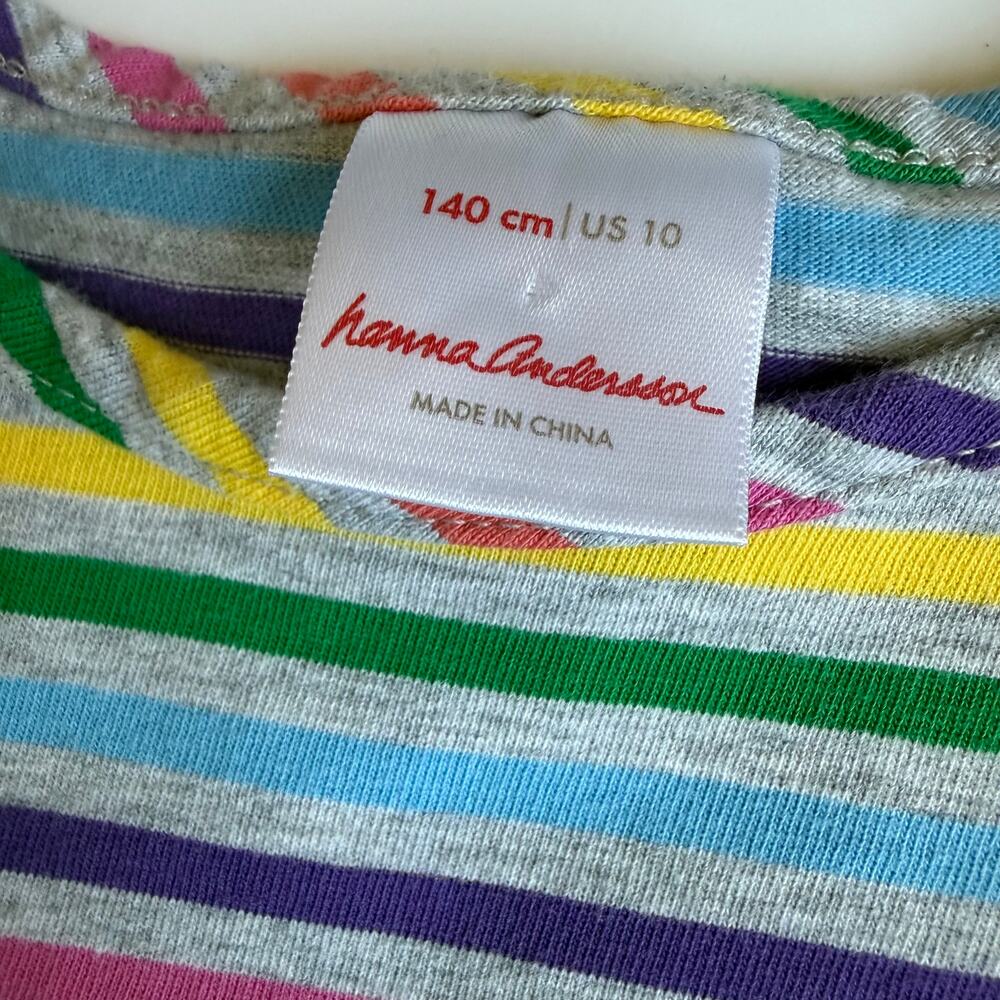 Hanna Andersson Grey Rainbow Stripe Power Twirl Dress 140cm US 10 - Picture 7 of 9